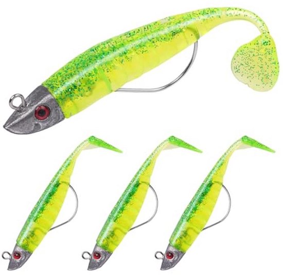 Spinning Visaas Set van 3 Rubber Vissen - Zacht Aas voor Zeebaars, Snoek en Forel van Merkloos