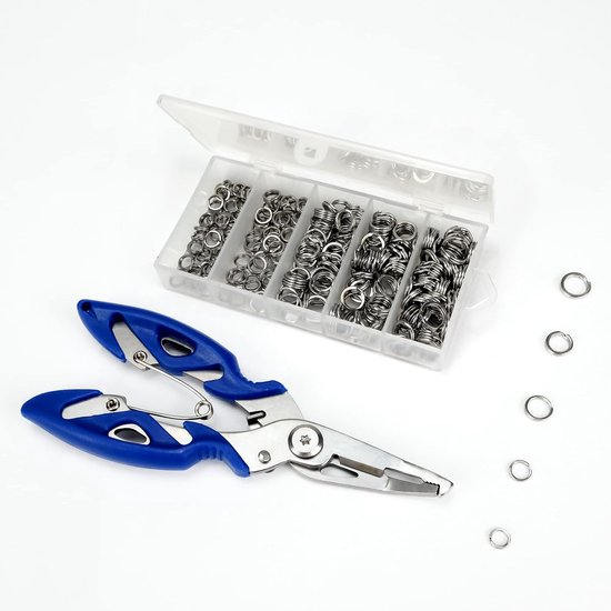 Splitringen set 225 stuks - RVS dubbele ringen - Inclusief multifunctionele tang - Ideaal voor vissen - ShopVlot