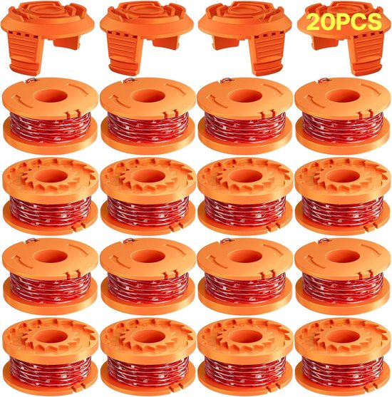 spoel Voor graskantensnijders, trimmer draadspoel Voor graskantensnijders, trimmer spoelmodel WA0010 WA0004 WA0004.1, Ø 1,65 mm, 3 m lengte (16 reservespoelen + 4 doppen WA6531)