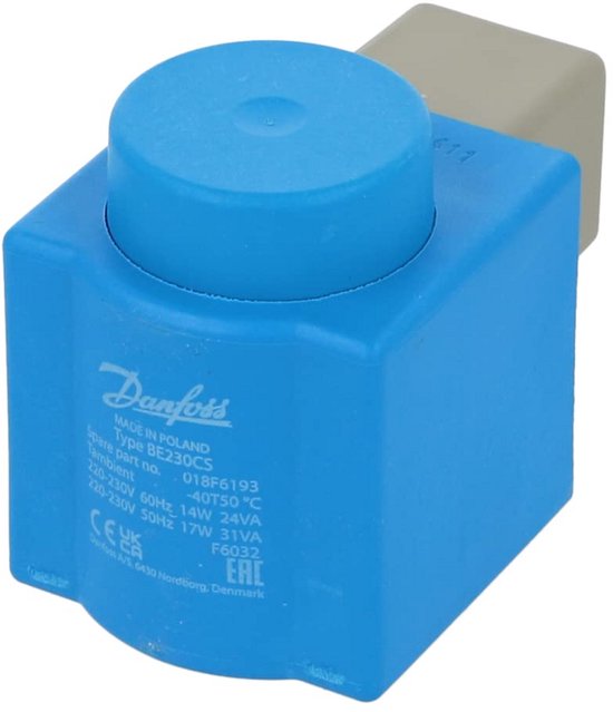 Spoel voor Solenoïde Klep 220-230V, 50/60Hz, 14/17W met DIN Spadeaansluiting