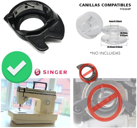 spoelcapsule voor Singer naaimachines (Apollo, 518, Samba