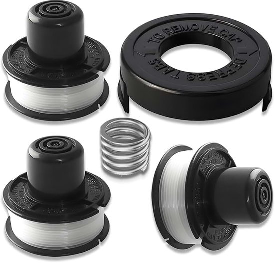 Spoeldraad oplaadbaar compatibel met Black & Decker GL250/GL310/GL360 - Spoeldraad voor kant-en-klare snoeiers (set met 3 spoelen + 1 dop + 1 veer)