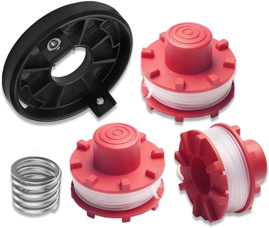 Spoelen, 1 spoelbedeksel en 1 veer, compatibel met Einhell GE-CT 36/30 Li, grastrimmerspoel, lengte 8 meter, diameter 2 mm, nylonspoel