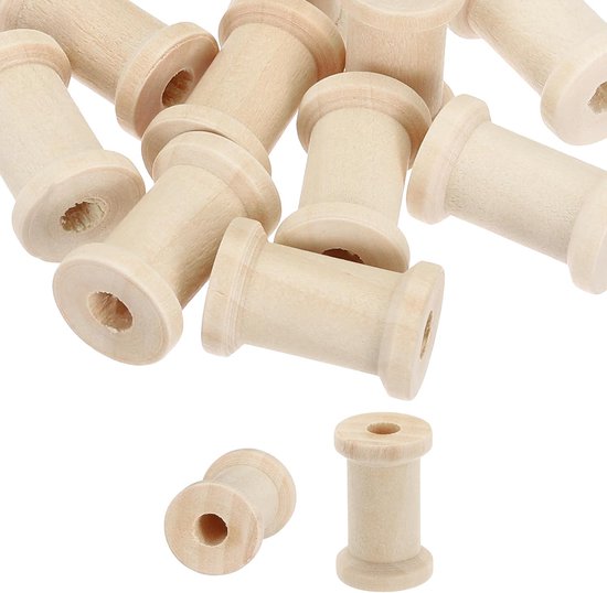 Spoelen 1 "x 0,49", 10 stuks onafgewerkte houten naaigaren spoel natuurlijke draad weven klossen voor ambachten borduurwerk, houtkleur