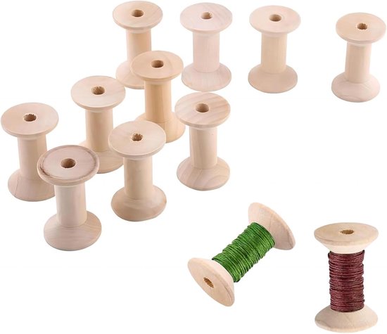 Spoelen 10 stuks garenspoel natuurlijk hout lege spoel draadspoelen voor borduurwerk, naaimachines, handwerk 47 x 31 mm