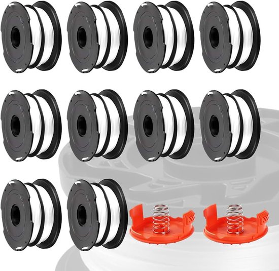 Spoelen + 2 doppen, draadspoel grastrimmer, reservespoel grastrimmerdraad, trimmer reservespoel, draadspoel compatibel met Black&Decker