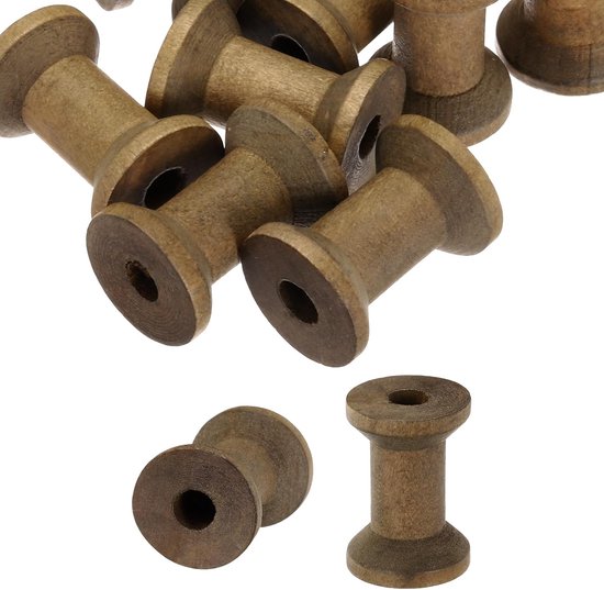 Spoelen 3 cm x 2 cm, 10 stuks onafgewerkte houten naaigaren spoel natuurlijke draad weven klossen voor ambachten borduurwerk, bruin