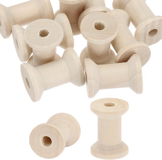 Spoelen 3 cm x 2 cm, 20 stuks onafgewerkte houten naaigaren spoel natuurlijke draad weven klossen voor ambachten borduurwerk, houtkleur