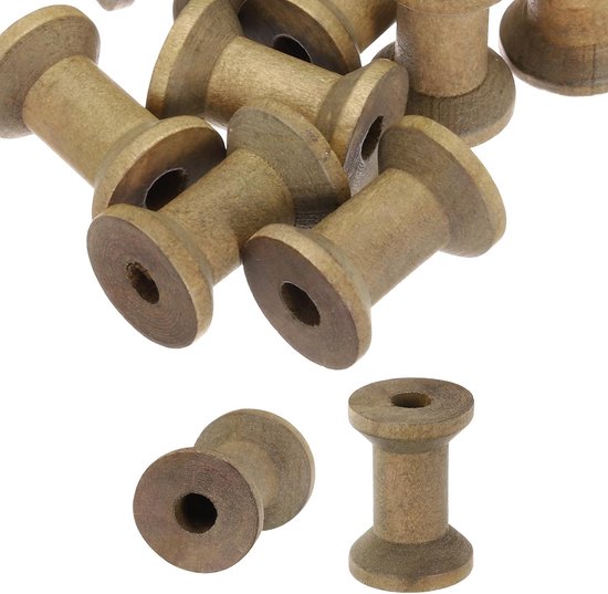 Spoelen 3 cm x 2 cm, 40 stuks onafgewerkte houten naaigaren spoel natuurlijke draad weven klossen voor ambachten borduurwerk, bruin