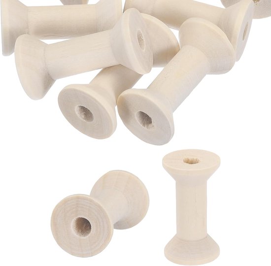 Spoelen 4 x 2,3 cm, 10 stuks onafgewerkte houten naaigaren spoel natuurlijke draad weven klossen voor ambachten borduurwerk, houtkleur