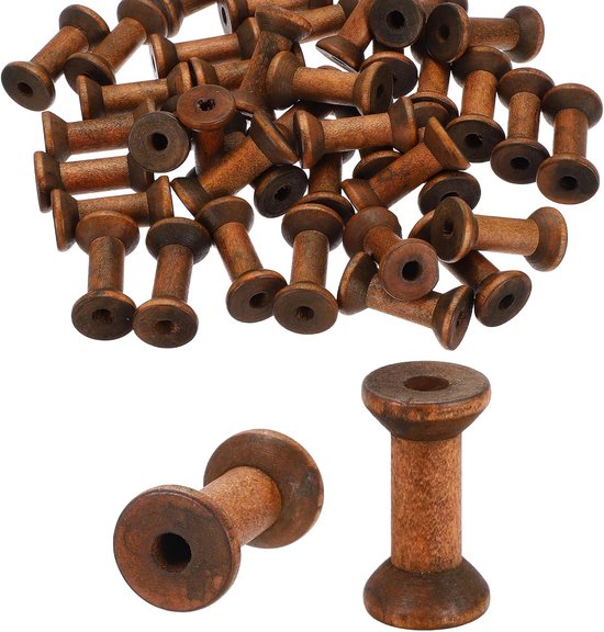Spoelen 4 x 2,3 cm, 40 stuks onafgewerkte houten naaigaren spoel natuurlijke draad weven klossen voor ambachten borduurwerk, bruin