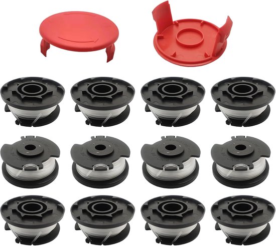 Spoelen & Caps Voor Einhell, 1.6mm x 4.9m Onkruid Eater Lijnen voor Einhell string trimmer GE-CT 18/28 Li en GE-CT 18/28 Li TC (12 Spoelen + 2 Caps)