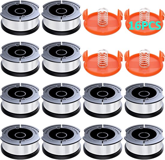 Spoelen compatibel met Black and Decker bosmaaier, Ø 1,65 mm en lengtes 10 m, bevat 12 spoelen, 4 Cubiertay 4 veren
