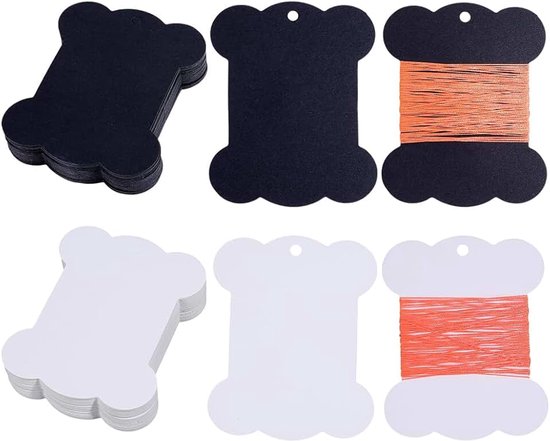 Spoelen Draad Floss Klossen Platte Karton Wit Zwart Bone Lint Garen Kraft Wrapping Lege Organizer Spoel Voor Borduurwerk Naaien Kruissteek Opslag DIY Accessoires