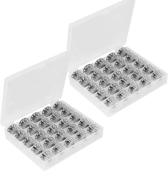 Spoelen, metaal, lege spoeldraad, garenspoel, naaimachine met opbergdoos, voor huishoudelijke naaimachine, naaiaccessoires, handwerk, gereedschap, zilver