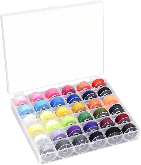 Spoelen naaimachine met draad, naaiaccessoires in 36 kleuren, 36 stuks | Spoelcapsule, naaimachinespoelen met transparante opbergdoos, voor naaien, doe-het-zelf