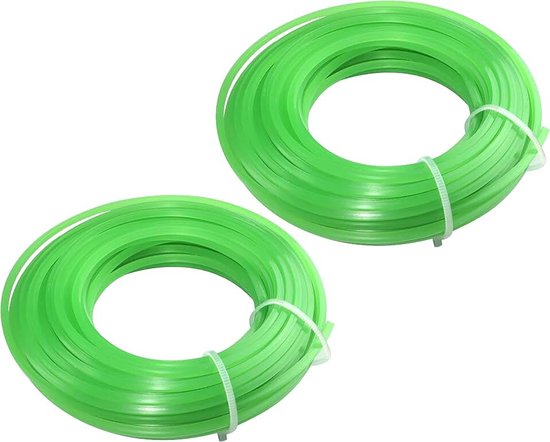 Spoelen reservedraad, vierkant, 2,6 mm x 10 m, voor grasmaaiers/grasmaaiers - touw/rol voor bosmaaier - nylon koord - kunststof - groen - C49971