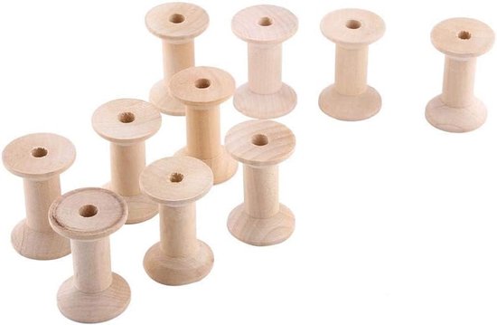 Spoelen Set, 10 Stuks Natuurhouten Naaispoelen, 47mm x 31mm met Boorgat, voor Knutselen en Naaien, Lege Draad Organisers