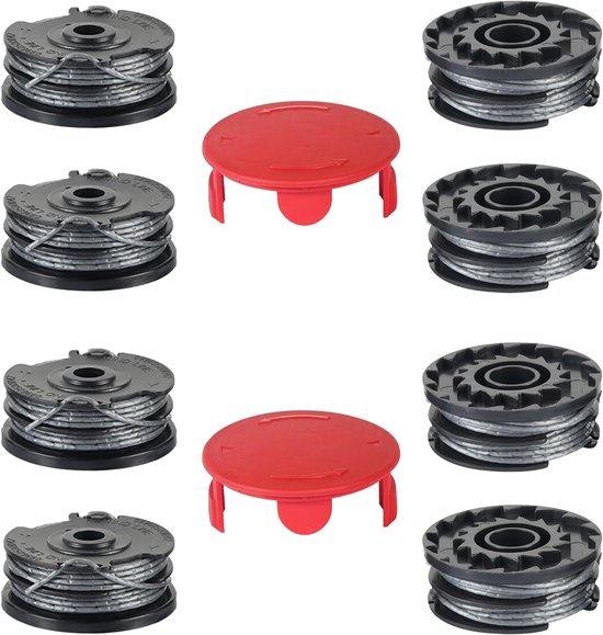 Spoelen voor Bosch ART 24 27 30 Grastrimmer - 6 Spoelen en 2 Deksels voor AdvancedGrassCut36