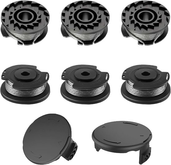 Spoelen voor Bosch grastrimmers Bosch ART 23 SL/ART 26 SL, nylon vervangende spoel (F016800569+F016800385), met 2 stuks trimmer spoelkap (F016F04557), vervangende draadspoel