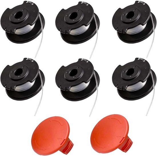Spoelen, voor Einhell accu-grastrimmer GE-CT 18/28 Li en GE-CT 18/28 Li TC, voor Einhell reservedraadspoel TLE-03, spoelafdekking TLE-03-1 (6 reservedraadspoelen + 2 spoelafdekking)