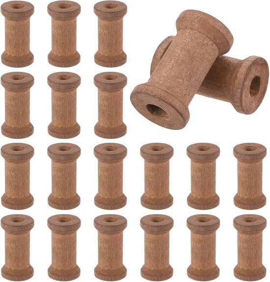 Spoelen voor handwerk, 1,06 inch lege spoelen van natuurlijk hout voor draad weven koord naaien lint ketting verpakking, bruin