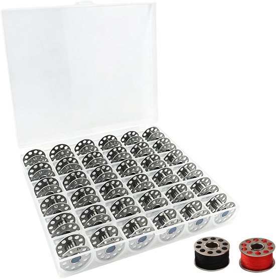 Spoelen voor naaimachine met transparante opbergdoos, 20 x 10 mm lege