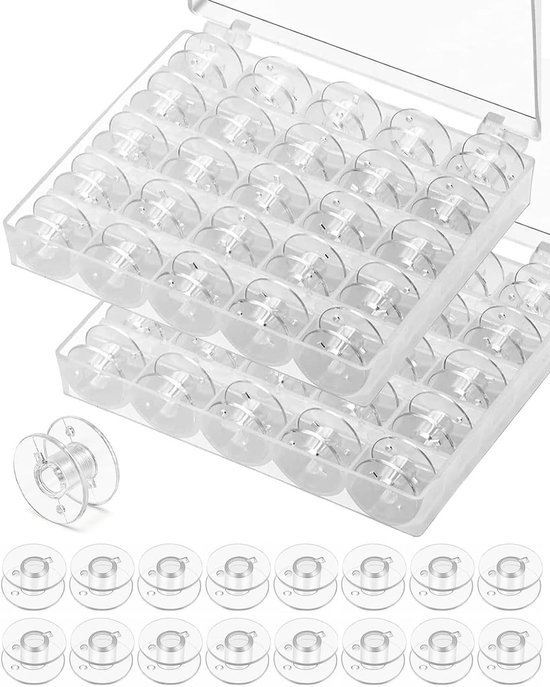 Spoelen voor naaimachine, naai-accessoires, spoelen van transparante kunststof met 2 containers, voor standaard- en spoelnaaimachines