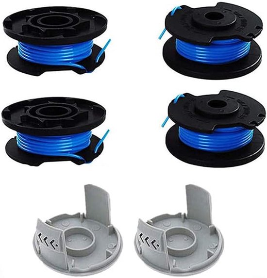 Spoelen voor Ryobi grastrimmer vervangingsdraad Ø 1,65 mm (0,065 inch) voor Ryobi One + AC14RL3A (4 spoelen + 2 doppen)