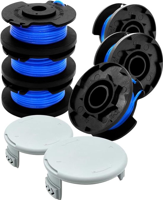 Spoelen voor Ryobi One + 18V 24V 40V Grastrimmer, 6 Stuks | Grastrimmer Spoelen met 2 Spoelafdekking,Lengte 3,35 m, Diameter 1,6 mm