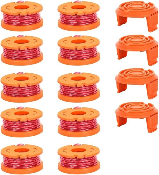 Spoelen voor Worx 20V, 14 stuks | Draad Ø 1,65 mm, 3 m lengte, 10 reservespoelen, 4 dopjes