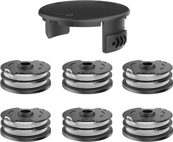 Spoelen,Compatibel Parkside LIDL accu-grastrimmer PRTA 20-Li C3 A1B2 PRT 550 A1 A3 PRT 300 A1 trimmerspoelen (6 poelen + 1 Deksels)