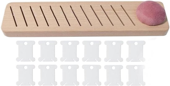 Spoelrek voor borduurwerk flossen. Beukenhout Floss Organizer met 12 stuks pin houder (rechthoek)