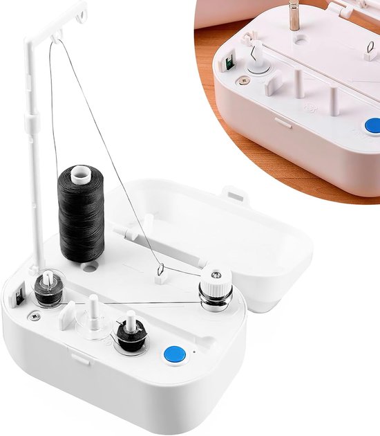 spoelwinder, draagbare naaimachine, automatische spoelwinder 7,2 W met USB-C-poort en kabels, plastic spoelwinder voor het opwikkelen van draad