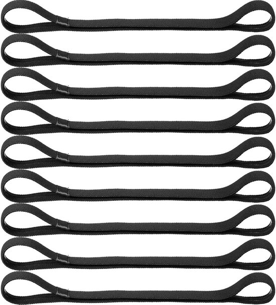 Sportieve Elastische Antislip Haarbanden voor Voetbal, Basketbal, Tennis, Yoga en Golf - Set van 9 Stuks (Zwart)