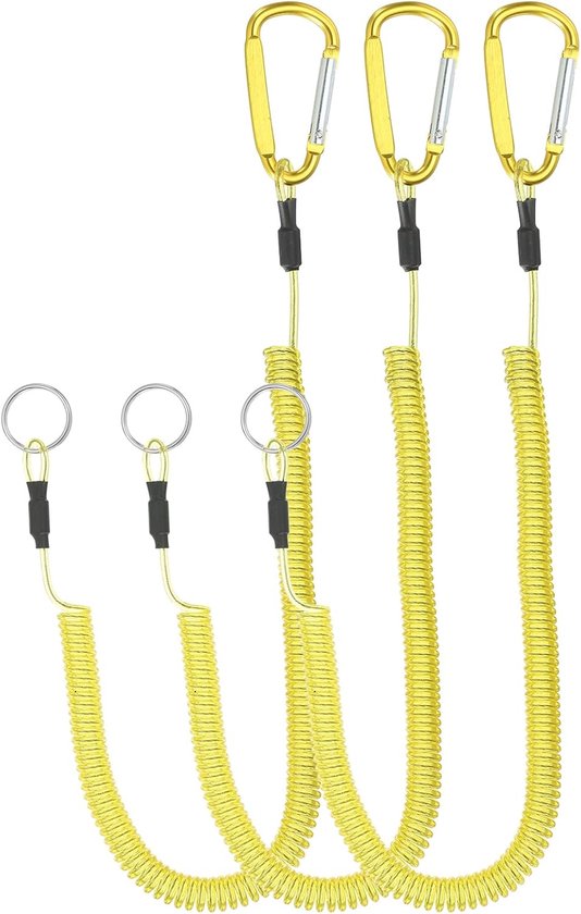Spring Fishing Lanyard - Retractable Coiled Tether - Spiral Coil Keychain Cord met Metal Clip & Split Ring voor Pliers - Boating - Fly Fishing van Shappy