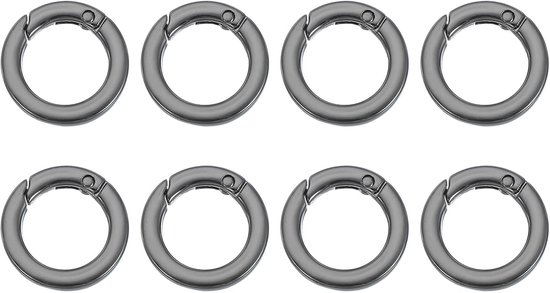 Spring O Rings - 8 Pcs - 1 Inch - Metal Round Clips - Flat Trigger Keychains - Snap Buckle Clasps - voor Keychains - Bags - Purses - Leashes - Dog Leashes - DIY Crafts - Zwart