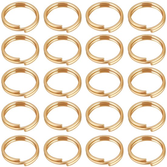 Springringen 18K Goud Geplateerd 304 Roestvrij Staal 6mm Open Springringen Split Ronde Ringen voor DIY Armband Halsketting Sleutelhangers Ambachten Sieraden