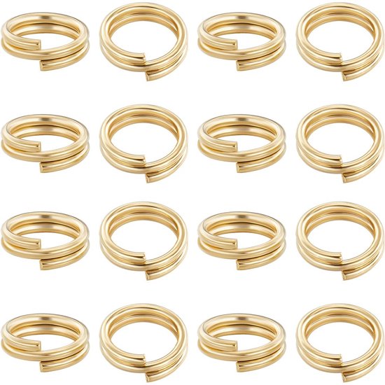 Springringen 6mm 24k goud koper dubbele loop springring connector links voor juwelieren maken DIY ambachtels sleutelketen halsband armband orring