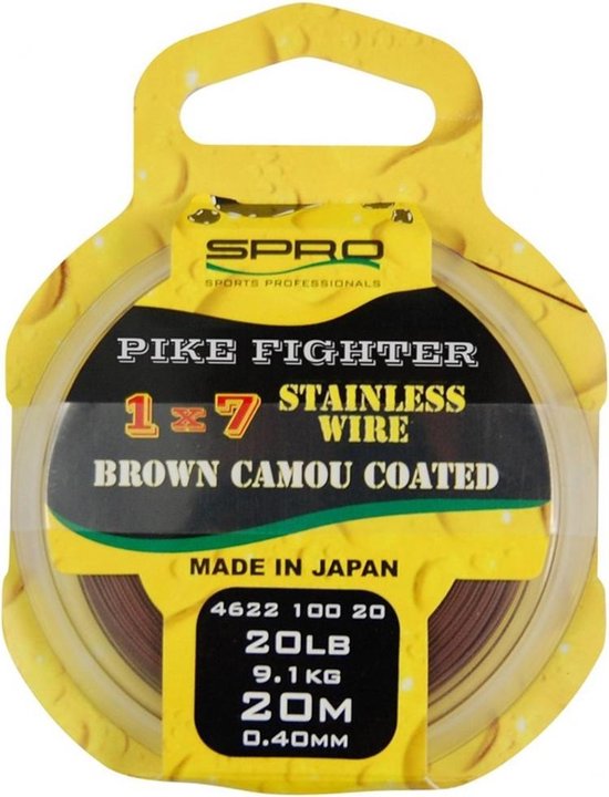Spro 1x7 Brown Coated Wire - Onderlijnmateriaal - 20m - 20lb - Bruin van Spro