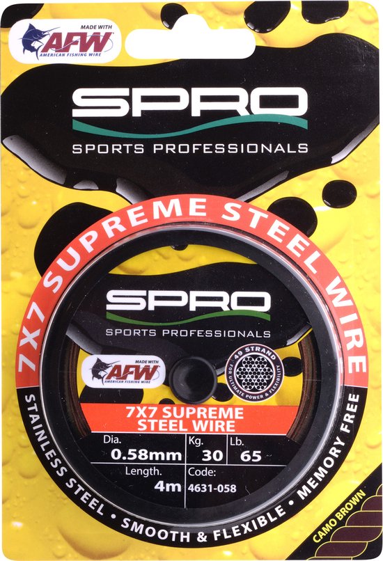 Spro 7x7 AFW Supreme Steel Wire- Onderlijnmateriaal - 0.28mm - 9kg - 4.00m - Bruin van Spro