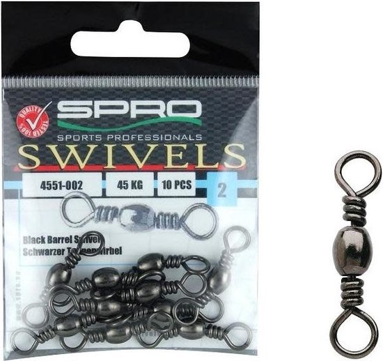 Spro Black Barrel Swivel (10 pcs) - Maat : 18
