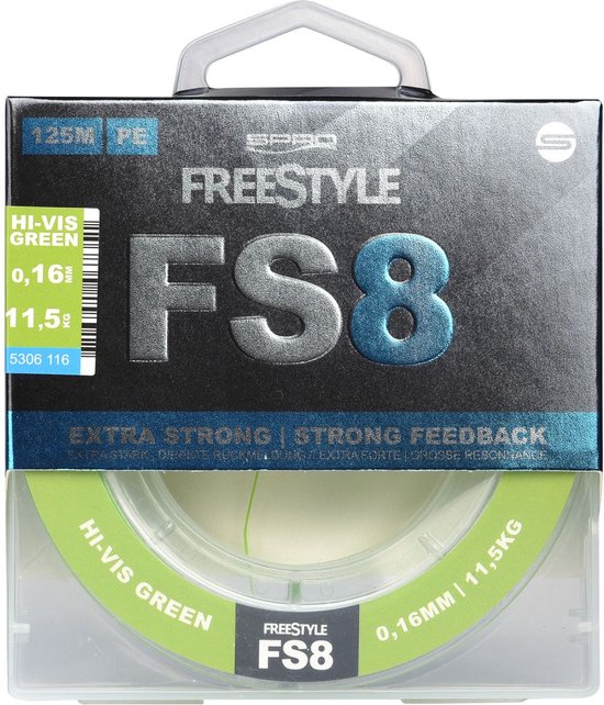 Spro Freestyle FS8 Braid Hi-Vis Chartreuse Gevlochten Lijn 0.08mm (125m) | Gevlochten lijn van Spro