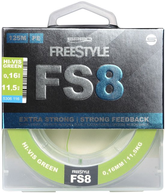 Spro Freestyle FS8 Braid Hi-Vis Chartreuse Gevlochten Lijn 0.13mm (125m) - Gevlochten Lijn