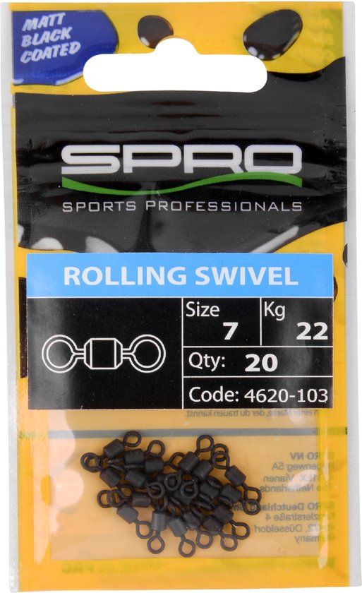 Spro Matt Black Rolling Swivel -  9 mm - maat 8 van Spro