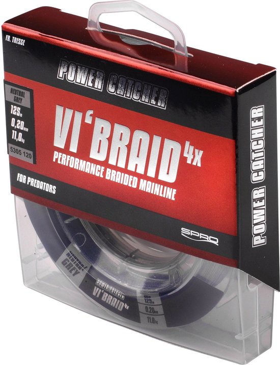 Spro Powercatcher Vi'Braid 125m Grey 0.10mm | Gevlochten lijn van Spro