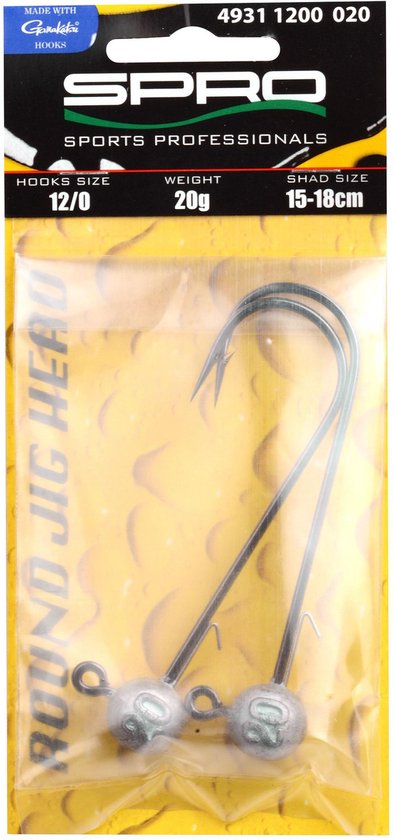 Spro Round Jighead - Hooksize 10/0 - Maat : 10g - 14-16cm (2 pcs) van Merkloos