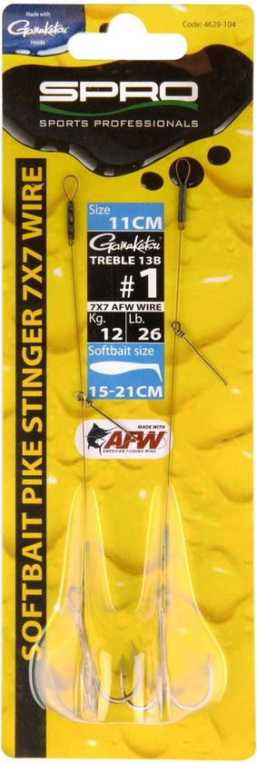 Spro Softbait Pike Stinger 7x7 Wire (12 kilo) - Maat : 11cm - haak 1 - Softbait 15-21cm van Spro