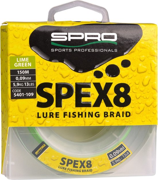 Spro Spex8 Braid Lime Green (150m) - Maat : 0.12mm (8.2kg) van Spro
