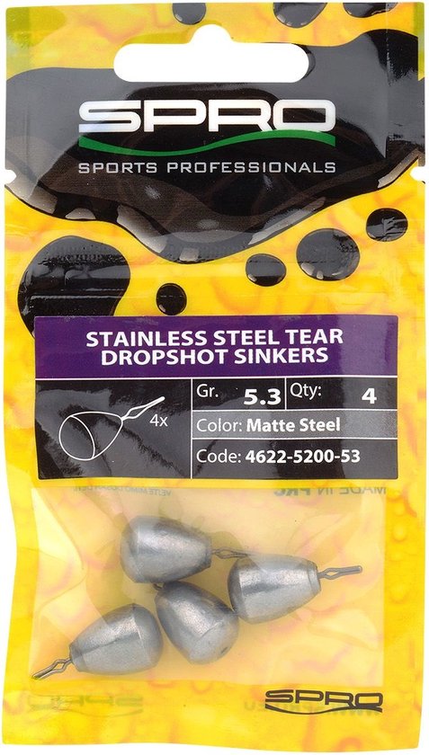 Spro Stainless Steel Tear Dropshot Sinker - 7.2 gram